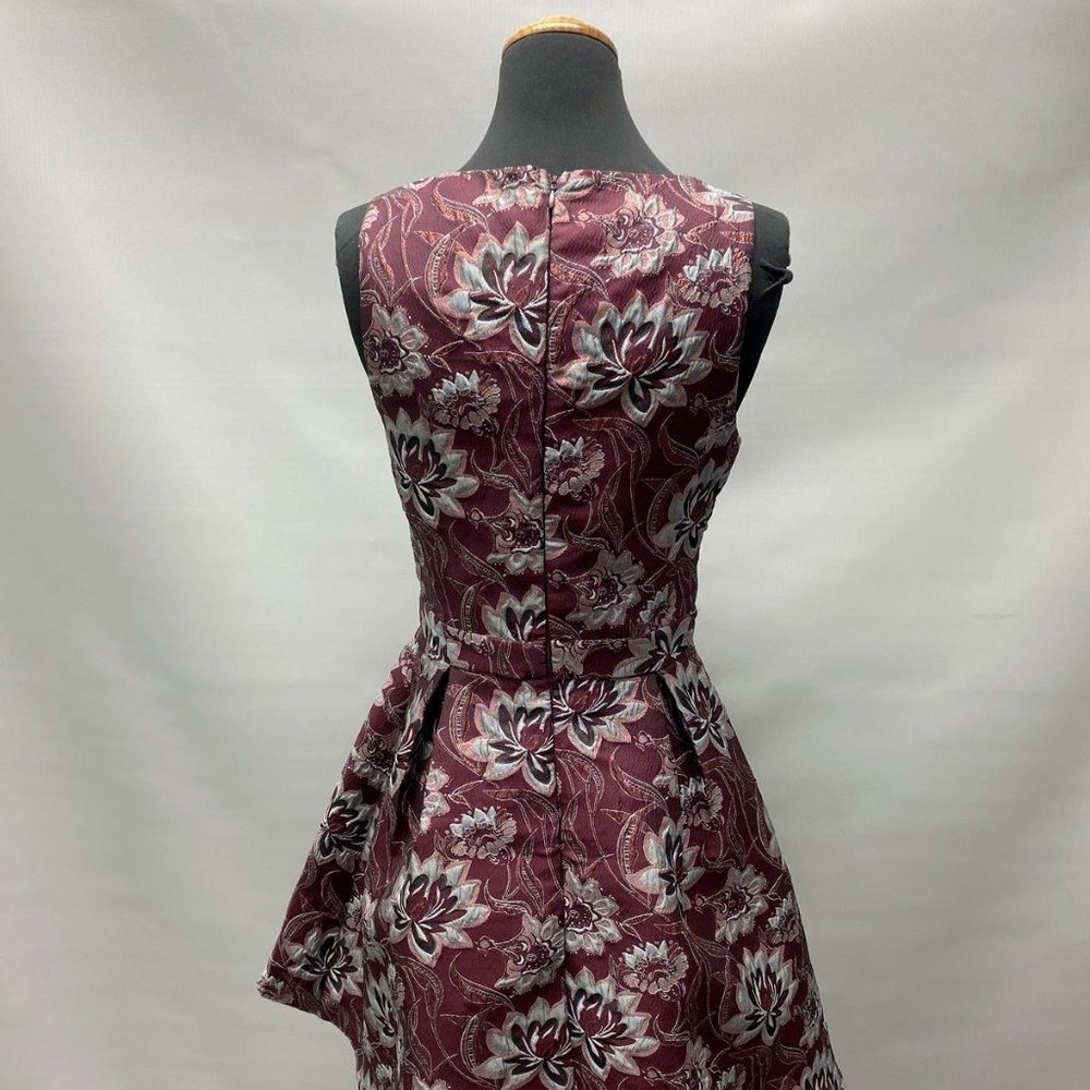 Francesca's Women Burgundy V Neck Tie Waist Sleeveless Fit & Flare Dress -S Size
